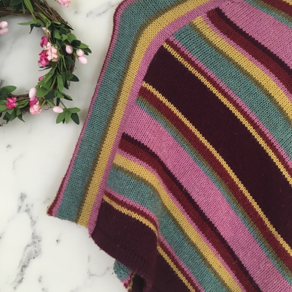 Nordstrom Striped Wool Blend Poncho Sweater - Picture 2 of 4